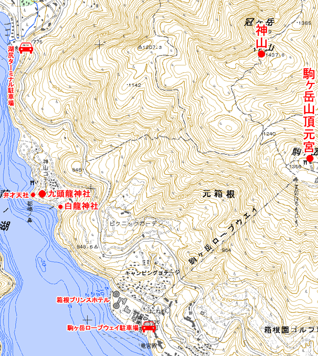 箱根の神山の地図