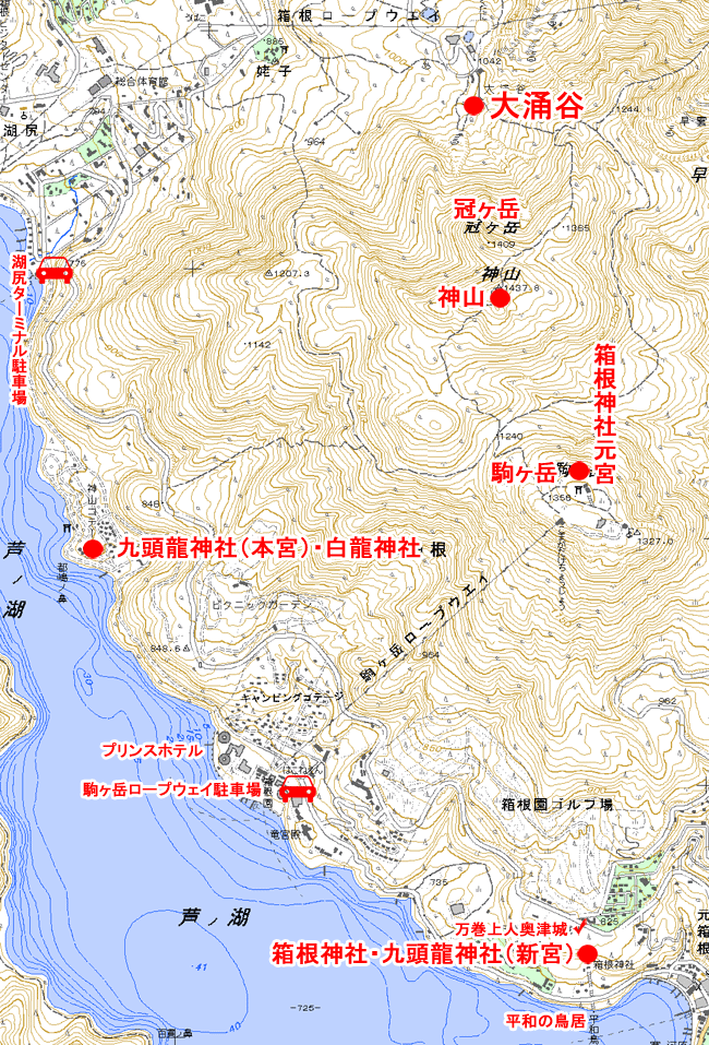 箱根の神山の地図