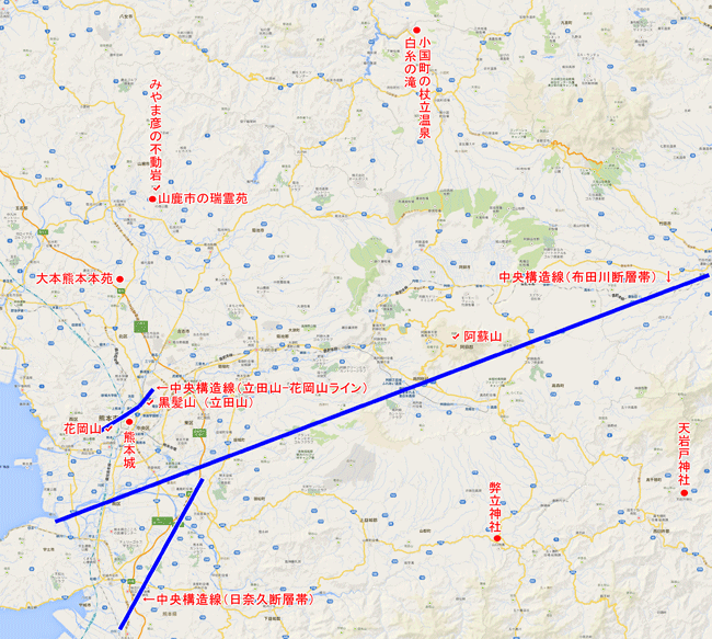 山鹿市-熊本市周辺の地図