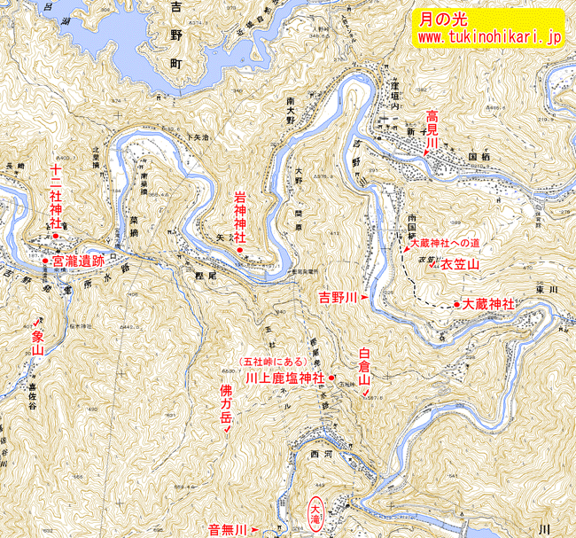 【地図】川上鹿塩神社から大蔵神社