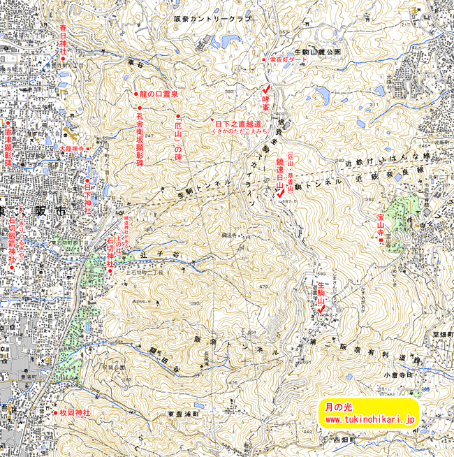 【地図】生駒山