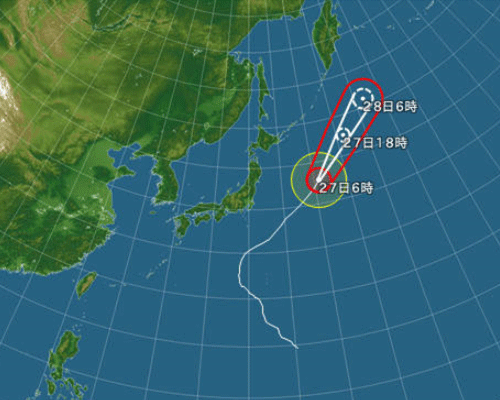 9月21日（土）に発生した台風20号の位置
