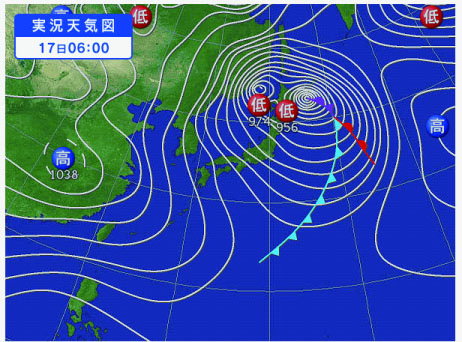 平成6（1994）年以来20年ぶりに、北海道で低気圧が発達