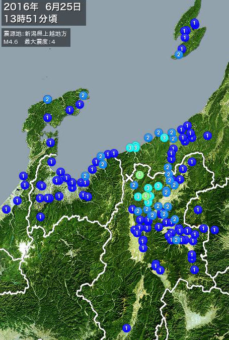 糸魚川で地震
